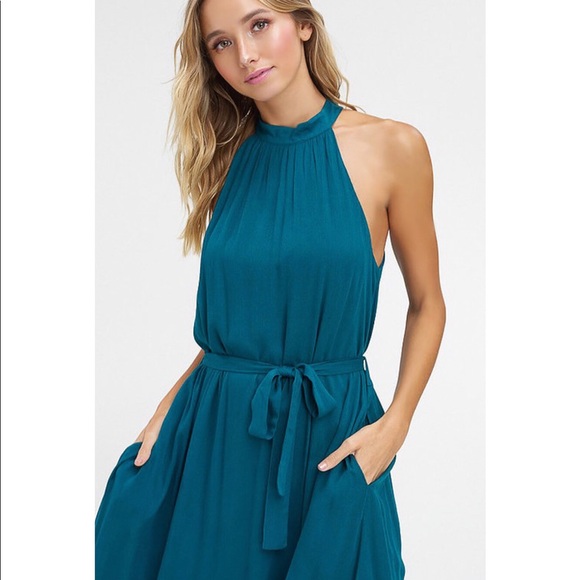 Last☝️Emerald Halter Neck Maxi Dress - Picture 5 of 6